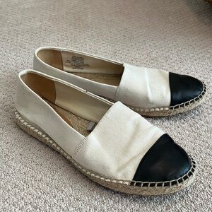 J. Crew Cream Canvas Espadrilles with Black Toe Size 8.5